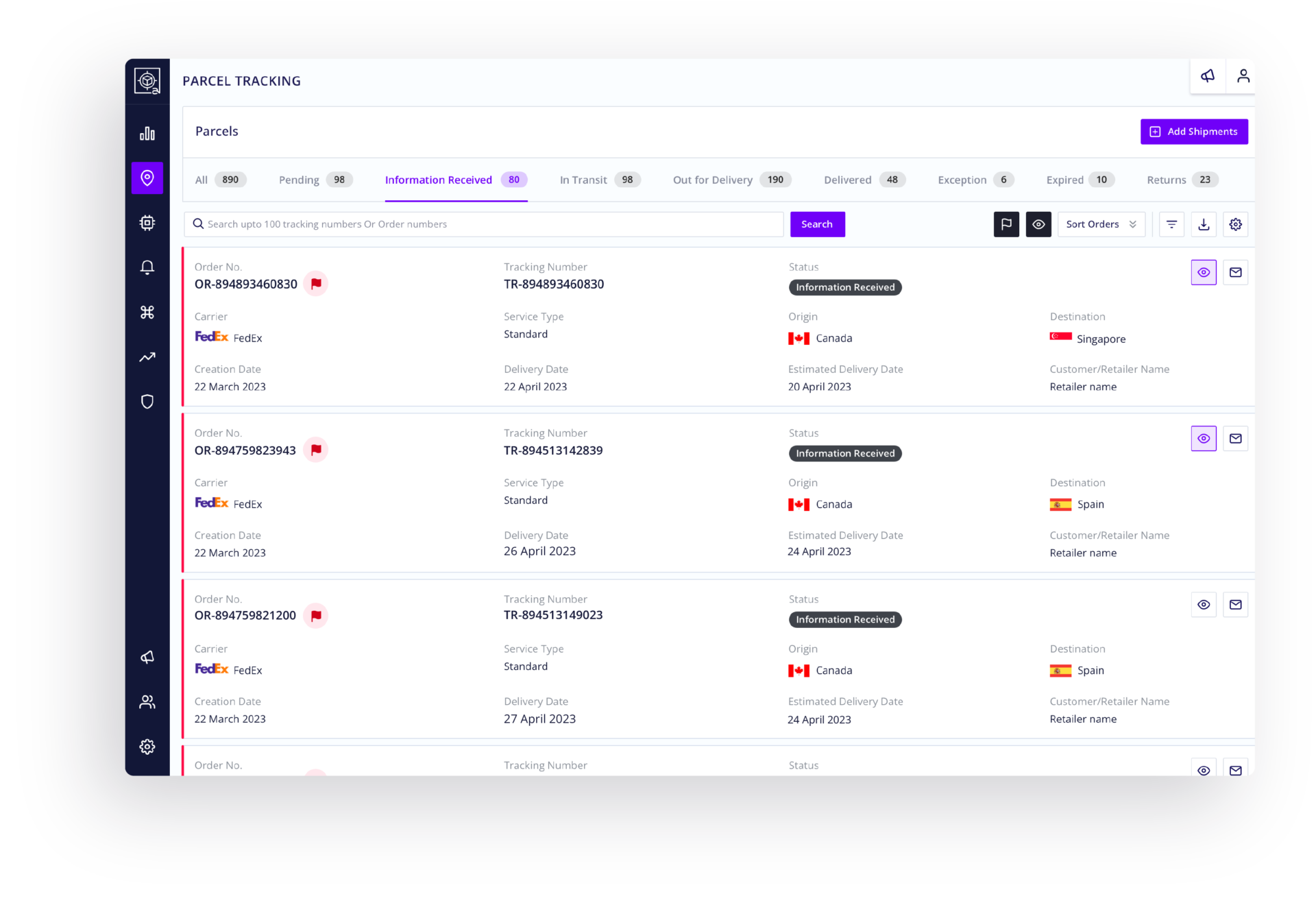 Centralized & Uniform Parcel Tracking System - Parcel Tracking